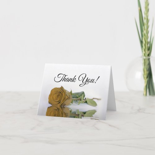 Elegant Golden Ochre Rose Wedding Photo Inside Thank You Card