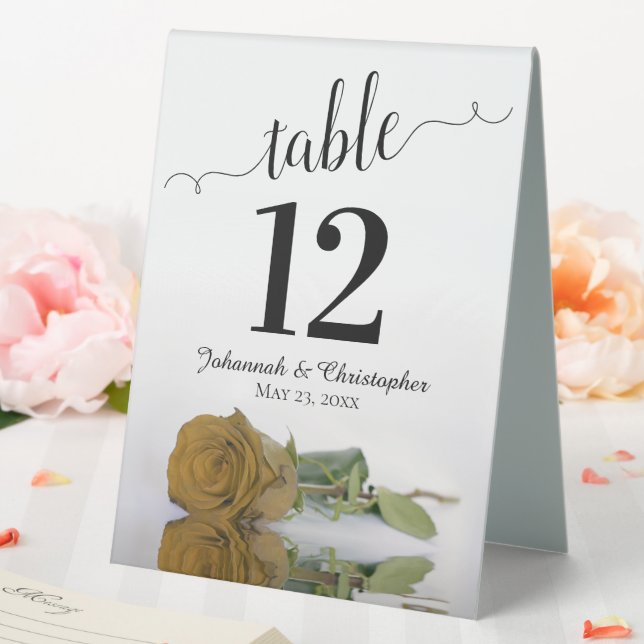 Elegant Golden Ochre Rose Wedding Table Number Table Tent (In SItu (Wedding))