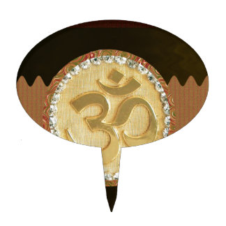 Elegant Golden OM MANTRA Chant Display Holy Symbol Cake Topper