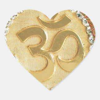Elegant Golden OM MANTRA Chant Display Holy Symbol Heart Sticker