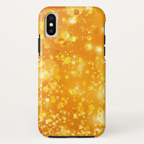 Elegant Golden Orange Sparkling Bokeh iPhone Case