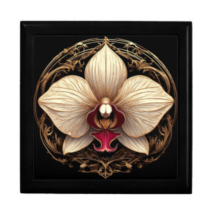 Elegant Golden Orchid Design Gift Box