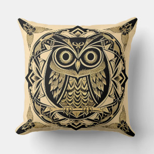 Elegant Golden Owl Artwork – Luxury Gift Inspired Throw Pillow