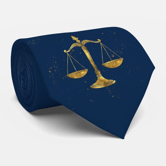 Elegant Golden  -   Oxford Navy   Libra    Zodiac  Neck Tie (Rolled)