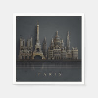 Elegant Golden Paris City Skyline Illustration