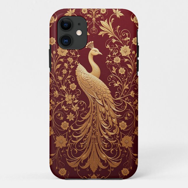 Elegant Golden Peacock Art Case-Mate iPhone Case (Back)