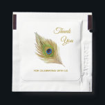 Elegant Golden Peacock Feather Thank You Hand Sanitizer Packet<br><div class="desc">Elegant golden peacock feather Thank You Hand Sanitizer. Text ready to be personalized for weddings,  engagements,  birthday,  anniversary,  business,  beauty affairs and more.</div>