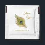 Elegant Golden Peacock Feather Thank You Hand Sanitizer Packet<br><div class="desc">Elegant golden peacock feather Thank You Hand Sanitizer. Text ready to be personalized for weddings,  engagements,  birthday,  anniversary,  business,  beauty affairs and more.</div>