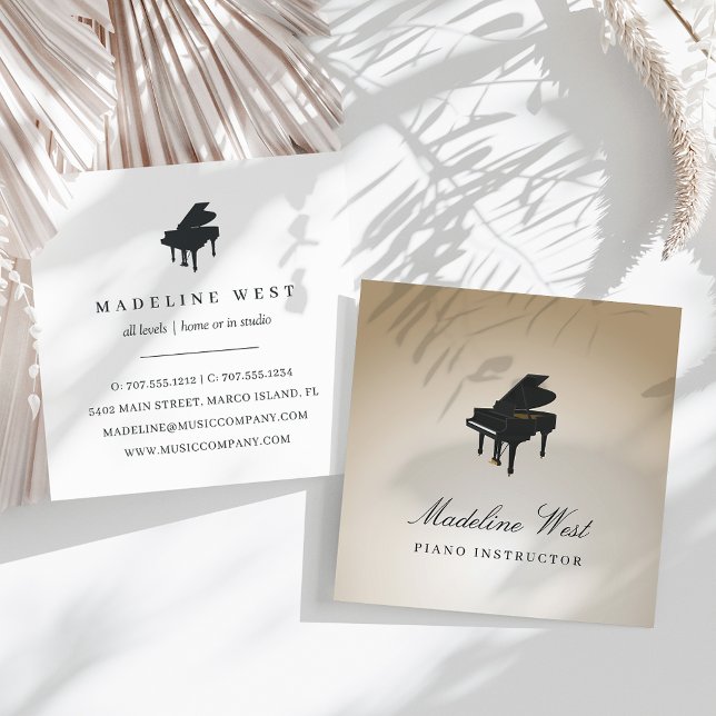 Elegant Golden Piano Instructor Music Teacher Square Business Card (Creator Uploaded)