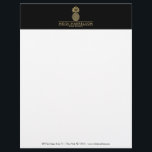 Elegant Golden Pineapple Logo on Black Letterhead<br><div class="desc">Coordinates with the Elegant Golden Pineapple Logo on Black Business Card Template by 1201AM. A timeless and elegant logo of a pineapple displayed in faux metallic gold is styled with your name or business name customizable letterhead template. The pineapple design is perfect for hospitality, real estate agents, interior designers, home...</div>
