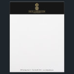 Elegant Golden Pineapple Logo on Black Letterhead<br><div class="desc">Coordinates with the Elegant Golden Pineapple Logo on Black Business Card Template by 1201AM. A timeless and elegant logo of a pineapple displayed in faux metallic gold is styled with your name or business name customizable letterhead template. The pineapple design is perfect for hospitality, real estate agents, interior designers, home...</div>
