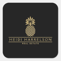 Elegant Golden Pineapple Logo on Black