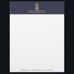 Elegant Golden Pineapple Logo on Dusky Blue Letterhead<br><div class="desc">Coordinates with the Elegant Golden Pineapple Logo on Dusky Blue Business Card Template by 1201AM. A timeless and elegant logo of a pineapple displayed in faux metallic gold is styled with your name or business name customizable letterhead template. The pineapple design is perfect for hospitality, real estate agents, interior designers,...</div>