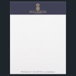 Elegant Golden Pineapple Logo on Dusky Blue Letterhead<br><div class="desc">Coordinates with the Elegant Golden Pineapple Logo on Dusky Blue Business Card Template by 1201AM. A timeless and elegant logo of a pineapple displayed in faux metallic gold is styled with your name or business name customizable letterhead template. The pineapple design is perfect for hospitality, real estate agents, interior designers,...</div>