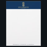 Elegant Golden Pineapple Logo on Navy Blue Letterhead<br><div class="desc">Coordinates with the Elegant Golden Pineapple Logo on Navy Blue Business Card Template by 1201AM. A timeless and elegant logo of a pineapple displayed in faux metallic gold is styled with your name or business name customizable letterhead template. The pineapple design is perfect for hospitality, real estate agents, interior designers,...</div>