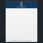 Elegant Golden Pineapple Logo on Navy Blue Letterhead<br><div class="desc">Coordinates with the Elegant Golden Pineapple Logo on Navy Blue Business Card Template by 1201AM. A timeless and elegant logo of a pineapple displayed in faux metallic gold is styled with your name or business name customizable letterhead template. The pineapple design is perfect for hospitality, real estate agents, interior designers,...</div>