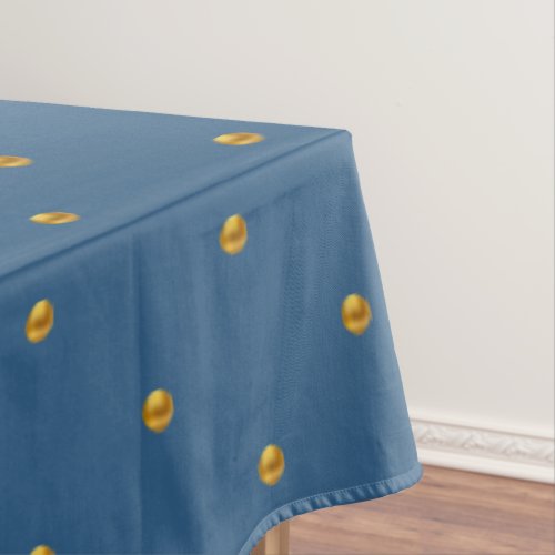Elegant Golden Polka Dots on Award Blue Tablecloth