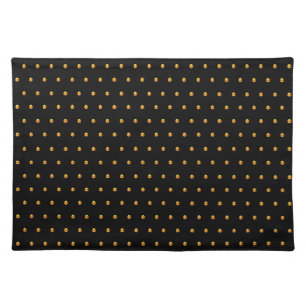 Elegant golden polka dots on black cloth placemat