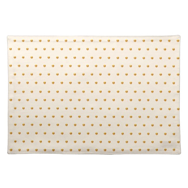 Elegant golden polka dots on champagne beige cloth placemat (Front)