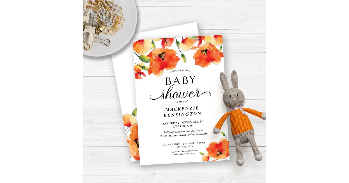 Elegant Golden Poppy Baby Shower Invitation Zazzle