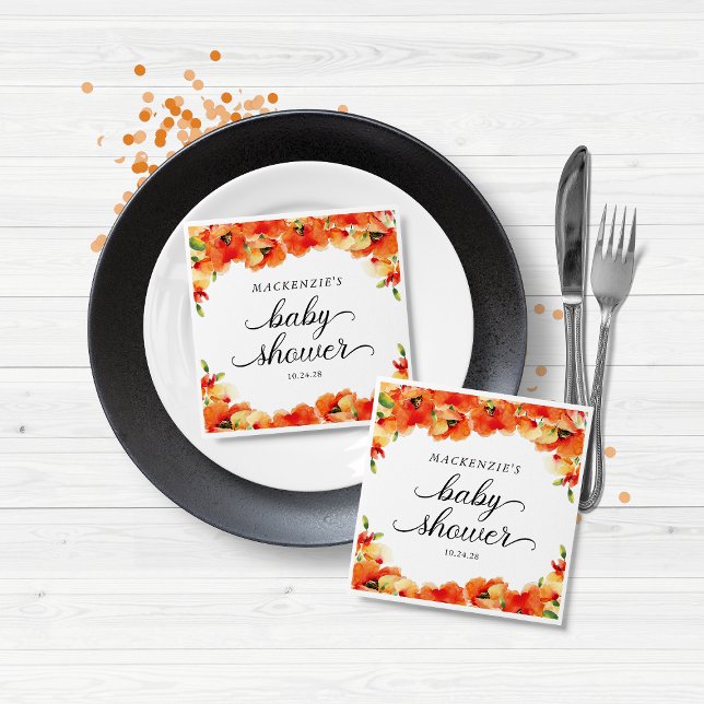 Elegant Golden Poppy Baby Shower Napkins (Elegant Golden Poppy Baby Shower Napkins)