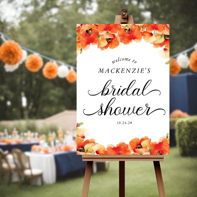 Elegant Golden Poppy Bridal Shower Welcome Foam Board (Elegant Golden Poppy Bridal Shower Welcome Foam Board)