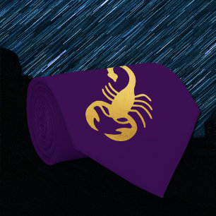 Elegant Golden - Purple   Scorpio   Zodiac  Neck Tie