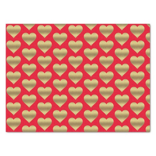 Elegant Golden Red Colorful Hearts Valentines Day Tissue Paper