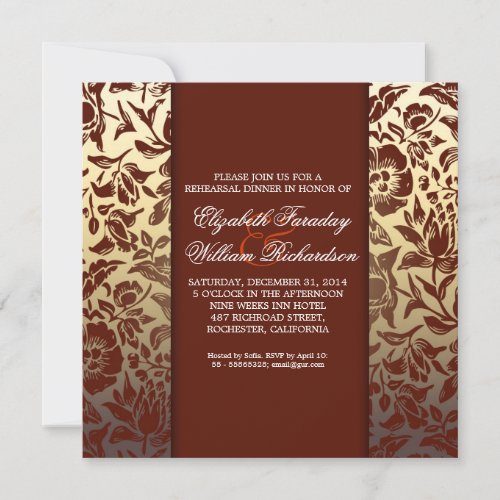 elegant golden rehearsal dinner invitations