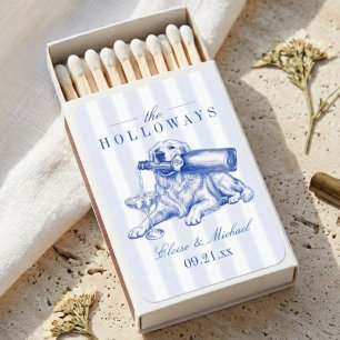 Elegant Golden Retriever Chinoiserie Wedding Matchboxes