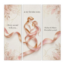 Elegant Golden Ribbons Romantic Couple Triptych Ca