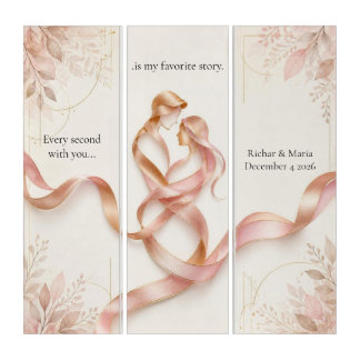 Elegant Golden Ribbons Romantic Couple Triptych Ca