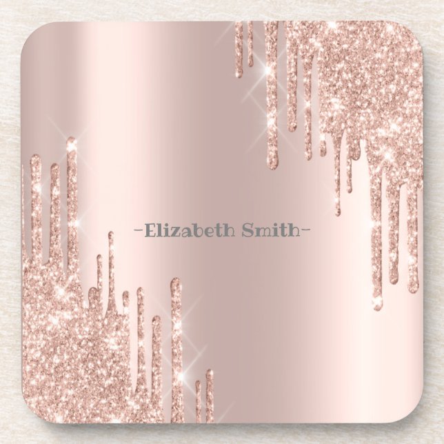 Elegant golden rose     beverage coaster (Front)