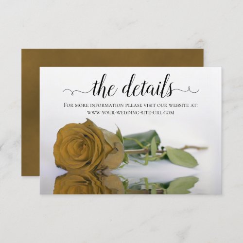 Elegant Golden Rose Chic Wedding Details Website Enclosure Card
