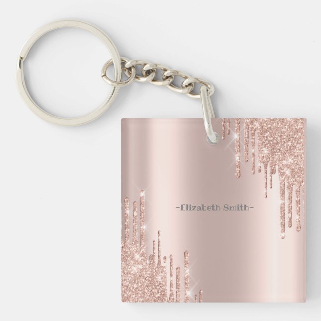 Elegant golden rose   keychain (Front)
