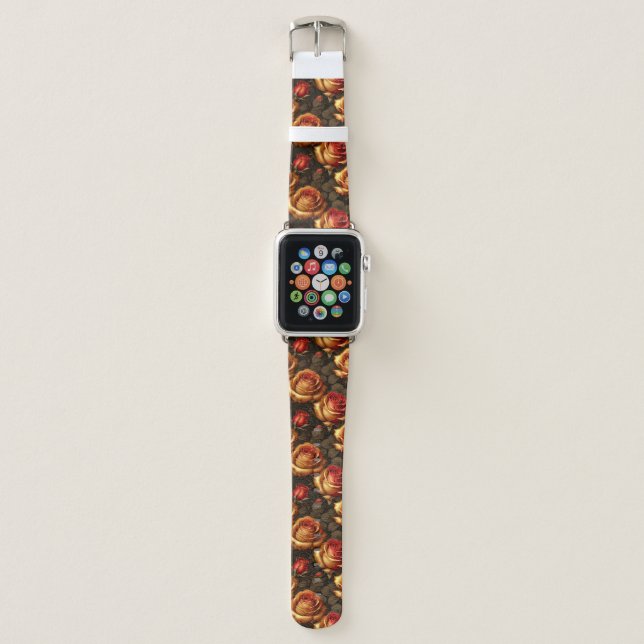 Elegant Golden Roses Valentines Special Apple Watch Band (Front)