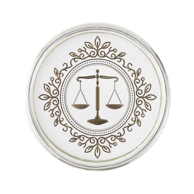 Elegant Golden Scales of Justice Pin (Front)