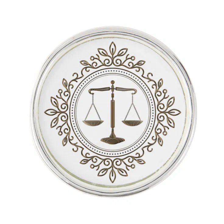 Elegant Golden Scales of Justice Pin Zazzle