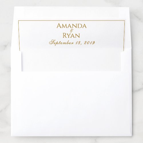Elegant Golden Script Wedding Envelope Liner