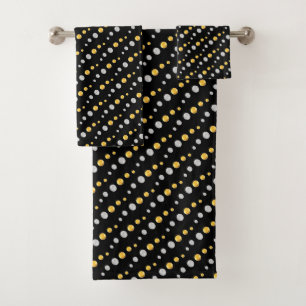 Elegant Golden & Silver Dots on Black Bath Towel Set