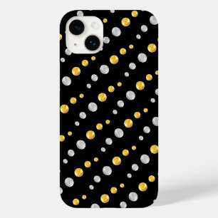 Elegant Golden & Silver Dots on Black Case-Mate iPhone 14 Plus Case