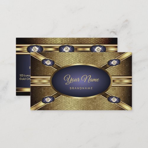 Elegant Golden Snake Effect and Dark Blue Gradient Business Card