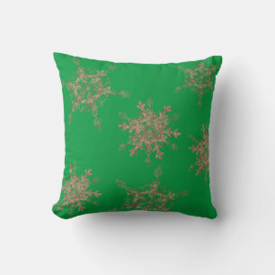 Elegant Golden Snow Flakes Throw Pillow
