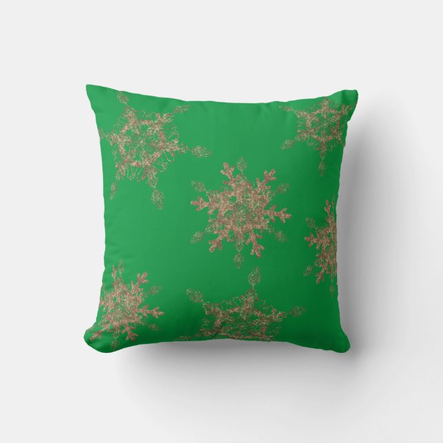 Elegant Golden Snow Flakes  Throw Pillow (Front)