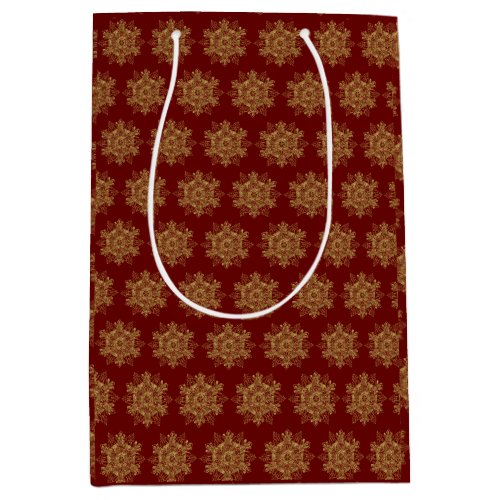 Elegant Golden Snowflake Burgundy Medium Gift Bag