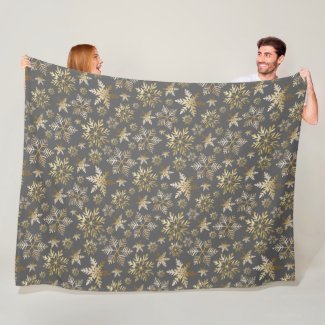 Elegant Golden Snowflakes Grey Christmas