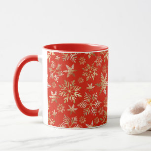 Elegant Golden Snowflakes Lava Red Christmas Mug