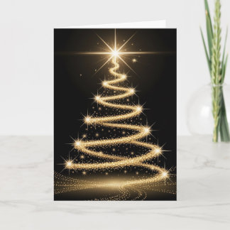 Elegant Golden Sparkle Christmas Tree Card