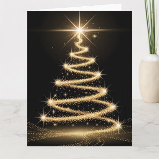 Elegant Golden Sparkle Christmas Tree Card