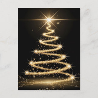 Elegant Golden Sparkle Christmas Tree Postcard